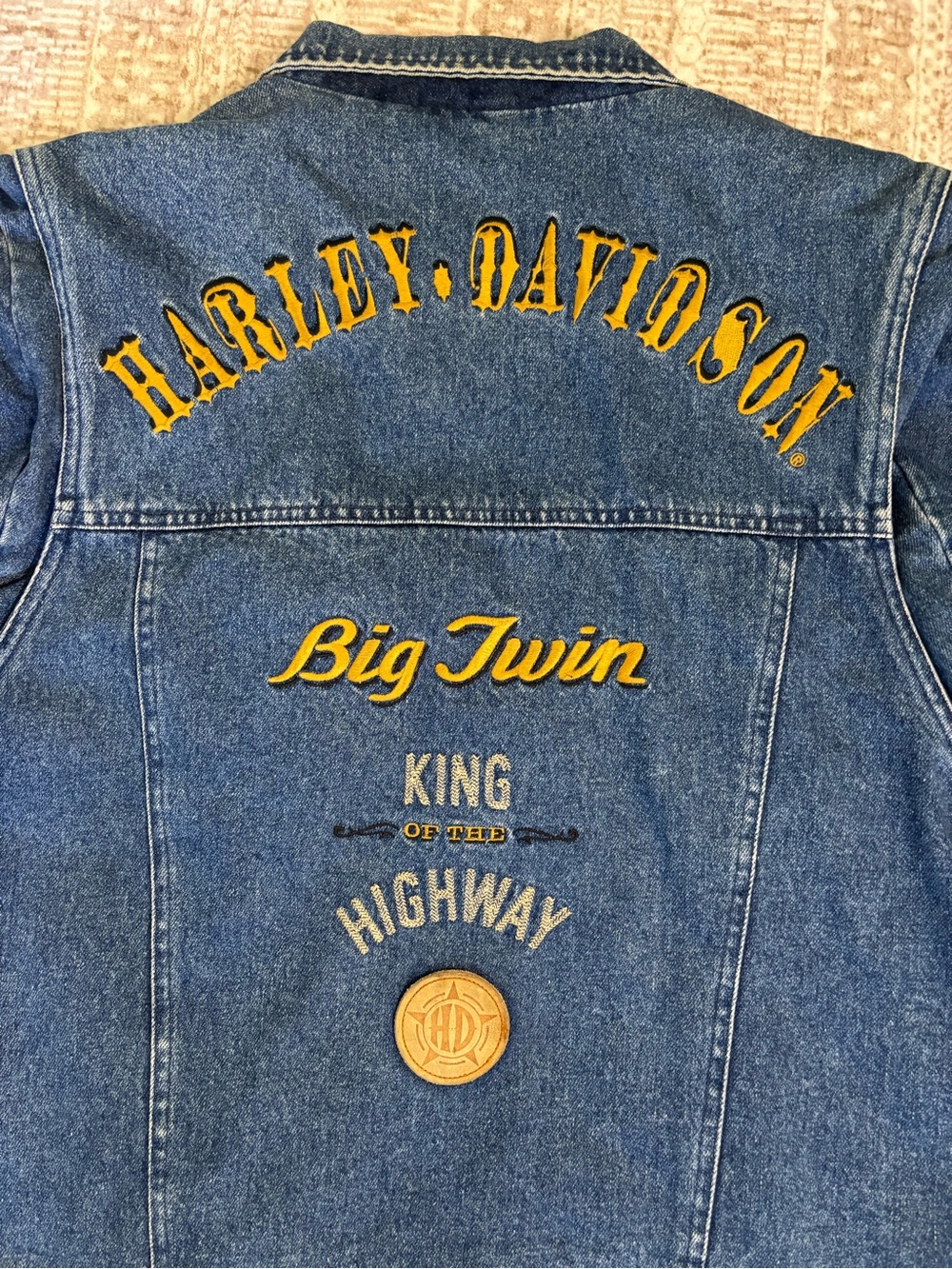 1990s Vintage Harley Davidson Motorcycle Jean Jacket Size L - Picture 9 of 13